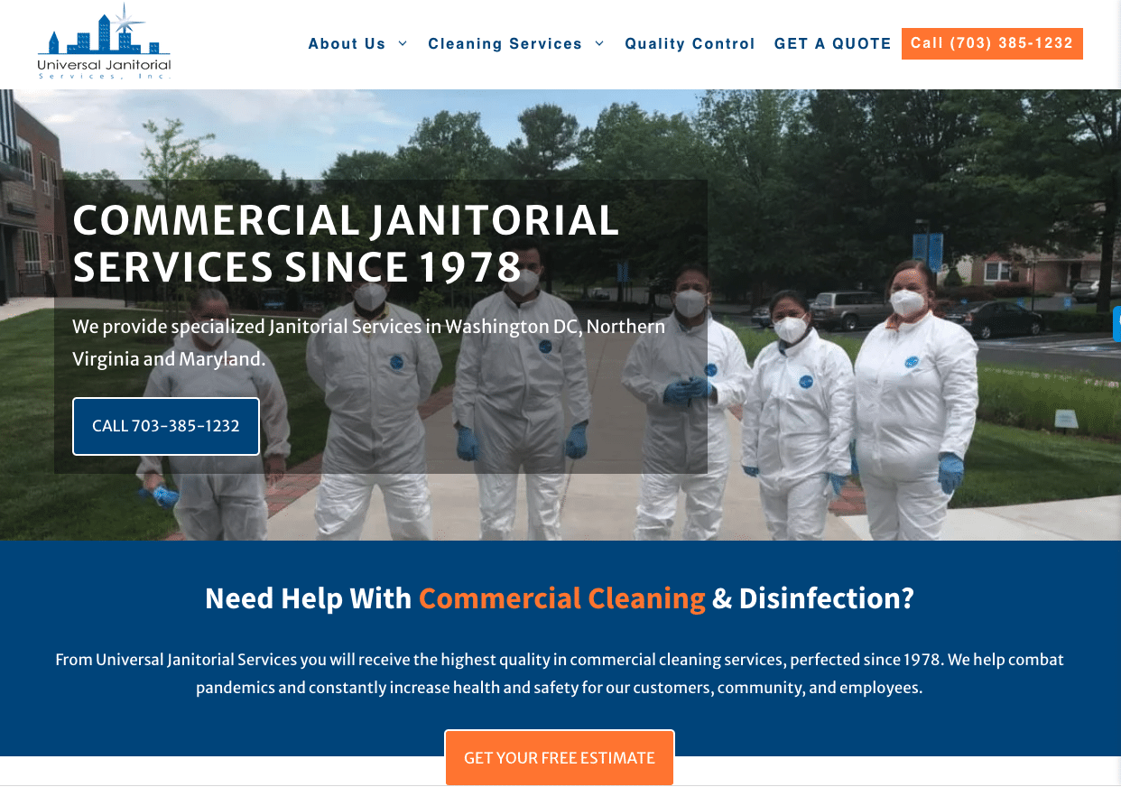 Universal janitorial services website