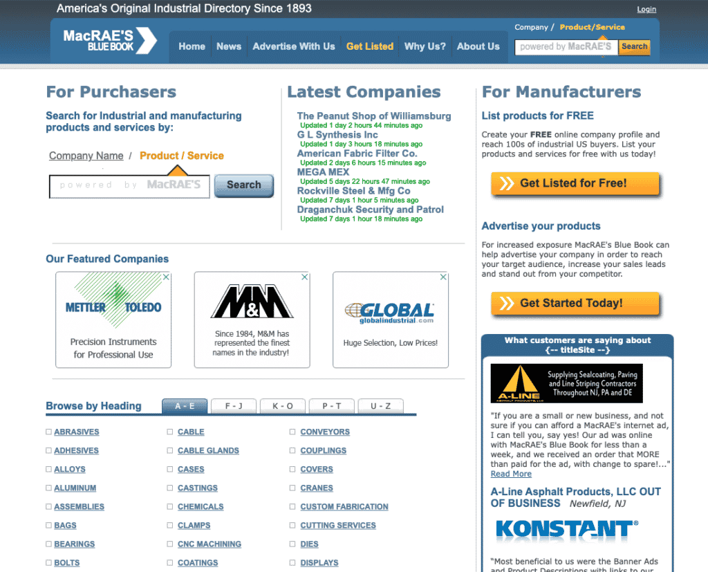 Manufacturing directory - MacRaes Bluebook